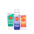 3 Lume deodorants side by side - mini cream deodorant in Minted Cucumber, mini spray in Soft Powder, and mini stick in Clean Tangerine
