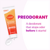 Open Lume clean tangerine cream deodorant tube and the text: Pre odorant, a deodorant that stops odors before they start