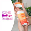 Orange Lume Clean Tangerine scented solid deodorant stick and text that says: Smell better naked