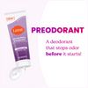 Open Lume lavender sage scented cream deodorant tube and the text: Pre odorant, a deodorant that stops odors before they start