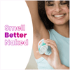 Green Lume minted cucumber scented solid deodorant stick and text that says: Smell better naked