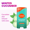 Green Lume Solid deodorant over cucumbers and mint and the text: Cucumber aloe infused with mint