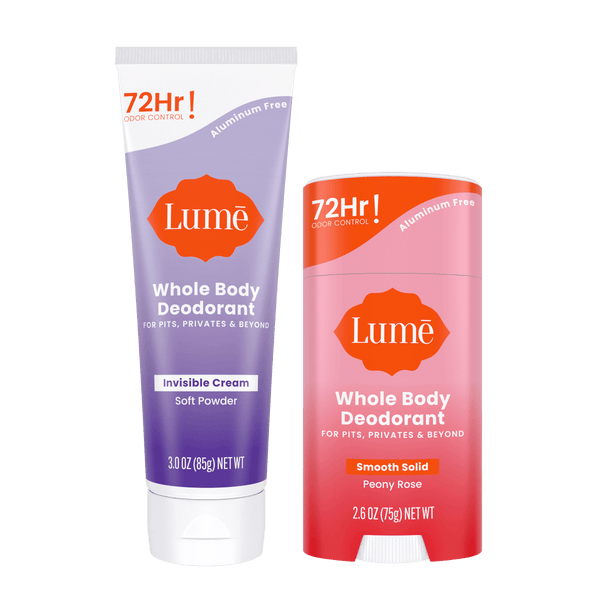 Lume Whole Body Deodorant - Smooth Solid Stick - 72 Hour Odor Control -  Aluminum Free, Baking Soda Free and Skin Safe - 2.6 Ounce (Pack of 2)