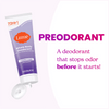 Open Lume soft powder cream deodorant tube and the text: Pre odorant, a deodorant that stops odors before they start