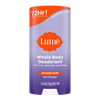 Purple and orange Lume soft powder scented solid deodorant stick