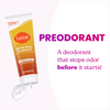 Open Lume toasted coconut cream deodorant tube and the text: Pre odorant, a deodorant that stops odors before they start